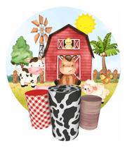 Trio Capas Cilindro + Painel Redondo Festa 1,50m Fazendinha Trio Capas Cilindro + Painel Redondo Festa 1,50m Fazendinha