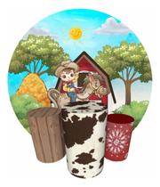 Trio Capas Cilindro + Painel Redondo Festa 1,50m Fazendinha Trio Capas Cilindro + Painel Redondo Festa 1,50m Fazendinha