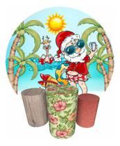 Trio Capas Cilindro + Painel Redondo Festa 1,50m Natal Trio Capas Cilindro + Painel Redondo Festa 1,50m Natal