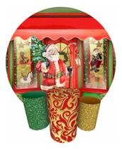 Trio Capas Cilindro + Painel Redondo Festa 1,50m Natal Trio Capas Cilindro + Painel Redondo Festa 1,50m Natal