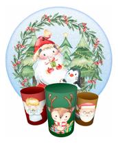 Trio Capas Cilindro + Painel Redondo Festa 1,50m Natal Trio Capas Cilindro + Painel Redondo Festa 1,50m Natal