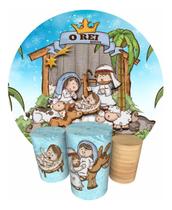 Trio Capas Cilindro + Painel Redondo Festa 1,50m Natal Trio Capas Cilindro + Painel Redondo Festa 1,50m Natal