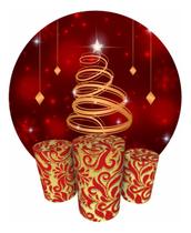 Trio Capas Cilindro + Painel Redondo Festa 1,50m Natal Trio Capas Cilindro + Painel Redondo Festa 1,50m Natal