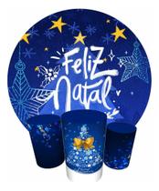 Trio Capas Cilindro + Painel Redondo Festa 1,50m Natal Trio Capas Cilindro + Painel Redondo Festa 1,50m Natal