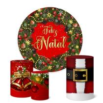 Trio Capas Cilindro + Painel Redondo Festa 1,50m Natal Trio Capas Cilindro + Painel Redondo Festa 1,50m Natal