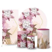 Trio Capas Cilindro + Painel Redondo + Lateral Flores