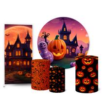 Trio Capas Cilindro Painel Redondo Lateral Halloween