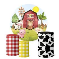 Trio Capas Cilindro + Painel Sublimado 1,50m Fazendinha Trio Capas Cilindro + Painel Sublimado 1,50m Fazendinha