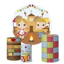 Trio Capas Cilindro + Painel Sublimado 1,50m Festa Junina Trio Capas Cilindro + Painel Sublimado 1,50m Festa Junina