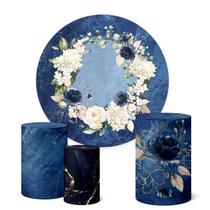 Trio Capas Cilindro + Painel Sublimado 1,50m Flores