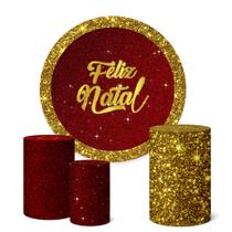 Trio Capas Cilindro + Painel Sublimado Festa 1,50m Natal Trio Capas Cilindro + Painel Sublimado Festa 1,50m Natal