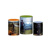 Trio Capas Cilindros Sublimado Bike Em Tecido Veste Fácil