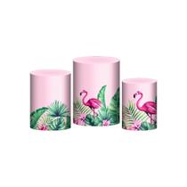 Trio Capas Cilindros Sublimado Flamingo Tecido Veste Fácil