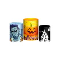 Trio Capas Cilindros Sublimado Halloween Tecido Veste Fácil