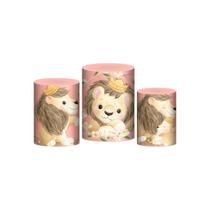 Trio Capas Cilindros Sublimado Leãozinho Cute Tecido Veste