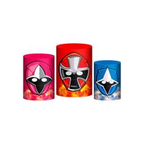 Trio Capas Cilindros Sublimado Power Rangers Veste Fácil