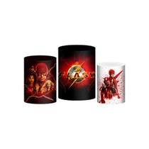 Trio Capas Cilindros Sublimado The Flash Tecido Veste Fácil - Prime Decor Festas