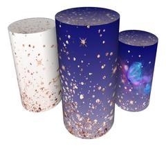 Trio Capas De Cilindro C/ Elástico Borboleta Azul Trio Capas De Cilindro C/ Elástico Borboleta Azul