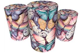 Trio Capas De Cilindro C/ Elástico Borboletas