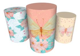 Trio Capas De Cilindro C/ Elástico Borboletas