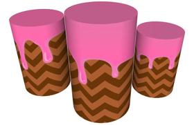 Trio Capas De Cilindro C/ Elástico Candy Land Doces