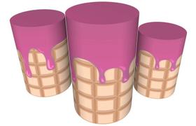 Trio Capas De Cilindro C/ Elástico Candy Land Doces