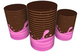 Trio Capas De Cilindro C/ Elástico Candy Land Doces