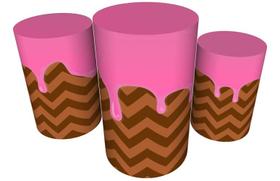 Trio Capas De Cilindro C/ Elástico Candy Land Doces