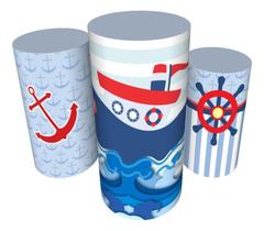 Trio Capas De Cilindro C/ Elástico Ursinho Marinheiro Trio Capas De Cilindro C/ Elástico Ursinho Marinheiro