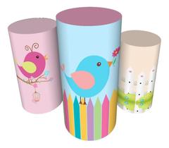 Trio Capas De Cilindro Veste Fácil C/ Elástico Pássaros