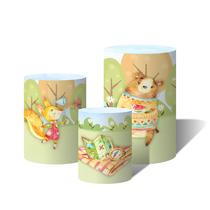 Trio Capas Para Cilindro Animais Árvores Flores Mapa Floresta Aquarela C/ Elástico