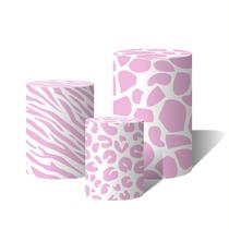 Trio Capas Para Cilindro Animal Print Rosa Claro Girafa Onça e Zebra C/ Elástico