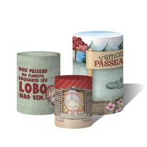 Trio Capas Para Cilindro Chapeuzinho Vermelho Piquenique Aquarela C/ Elástico