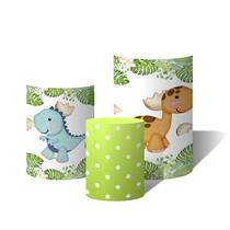 Trio Capas Para Cilindro Dinossauros Folhas e Poá Verde Aquarela