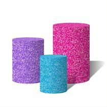 Trio Capas Para Cilindro Glitter Brilho Purpurina Cores Azul Rosa e Roxo C/ Elástico