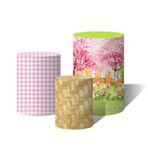 Trio Capas Para Cilindro Jardim Aquarela Xadrez Rosa e Cesto de Palha