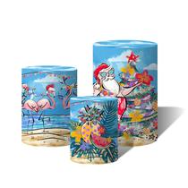 Trio Capas Para Cilindro Natal Papai Noel na Praia Verão Tropical Aquarela C/ Elástico Trio Capas Para Cilindro Natal Papai Noel na Praia Verão Tropical Aquarela C/ Elástico