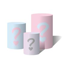 Trio Capas Para Cilindro Versátil Boy ou Girl Chá Revelação Rosa e Azul Interrogação C/ Elástico