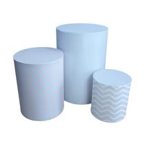 Trio Capas Para Cilindro Versátil Candy Color Azul Serenity Chevron e Poá C/ Elástico Trio Capas Para Cilindro Versátil Candy Color Azul Serenity Chevron e Poá C/ Elástico