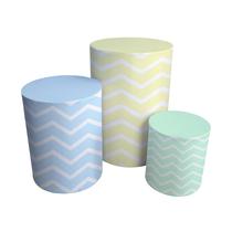 Trio Capas Para Cilindro Versátil Candy Color Chevron Azul, Amarelo e Verde C/ Elástico Trio Capas Para Cilindro Versátil Candy Color Chevron Azul, Amarelo e Verde C/ Elástico
