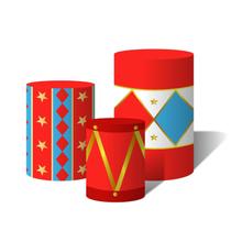 Trio Capas Para Cilindro Versátil Circo Formas Geométricas Coloridas C/ Elástico