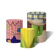 Trio Capas Para Cilindro Versátil Festa junina arraiá cacto milho roupa retalhos C/ Elástico Trio Capas Para Cilindro Versátil Festa junina arraiá cacto milho roupa retalhos C/ Elástico