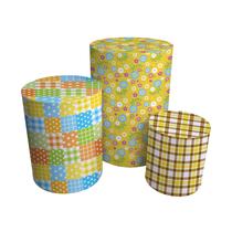 Trio Capas Para Cilindro Versátil Festa Junina Flores Fundo Amarelo C/ Elástico Trio Capas Para Cilindro Versátil Festa Junina Flores Fundo Amarelo C/ Elástico