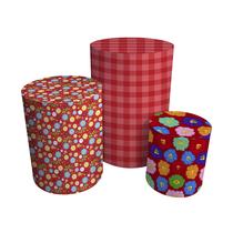 Trio Capas Para Cilindro Versátil Festa Junina Flores Fundo Vermelho C/ Elástico