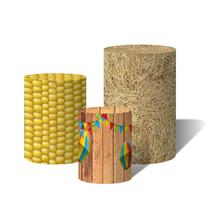 Trio Capas Para Cilindro Versátil Festa Junina Fogueira e Balões Confetes C/ Elástico