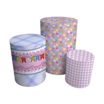 Trio Capas Para Cilindro Versátil Festa Junina Menina Bandeiras C/ Elástico