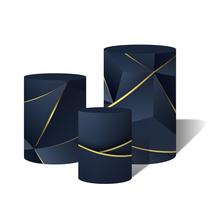 Trio Capas Para Cilindro Versátil Formas Azul Escuro Detalhes Dourados C/ Elástico Trio Capas Para Cilindro Versátil Formas Azul Escuro Detalhes Dourados C/ Elástico