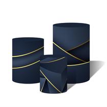 Trio Capas Para Cilindro Versátil Formas Azul Escuro Detalhes Dourados e Formas C/ Elástico Trio Capas Para Cilindro Versátil Formas Azul Escuro Detalhes Dourados e Formas C/ Elástico
