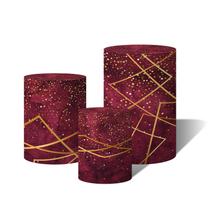 Trio Capas Para Cilindro Versátil Formas douradas glitter fundo vermelho C/ Elástico Trio Capas Para Cilindro Versátil Formas douradas glitter fundo vermelho C/ Elástico