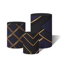 Trio Capas Para Cilindro Versátil Formas Geométricas Douradas Azul Marinho C/ Elástico